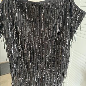 LOFT Black Sequin Top